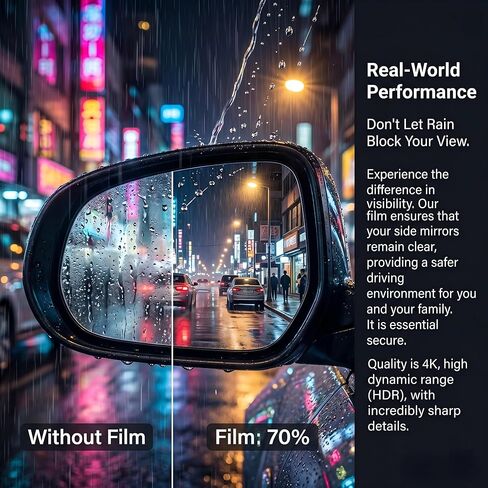 2PCS Car Rearview Mirror Waterproof Film, Rainproof Anti Fog Nano Coating Protective Sticker, HD Clear Safe Driving for Side Mirror Car Truck SUV in Kuwait