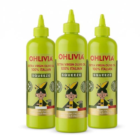 AGRIDÈ Ohlivia Squeeze Extra Virgin Olive Oil - 100% Italian, Cold Pressed EVOO for Cooking & Finishing in a Squeeze Bottle, Authentic Imported Product of Italy - 16.9 fl oz / 500 ml in Kuwait