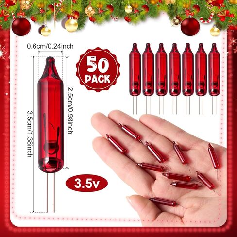 Mudder 3.5 Volt Clear Mini Christmas Tree Replacement Bulbs for Incandescent String Lights for Holiday Decoration Pinched Base, 0.43 Watt 125 mA (50 Pieces) in Saudi Arabia