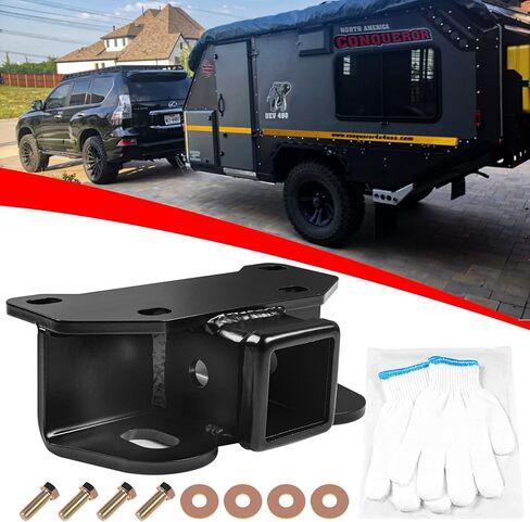 Class 3 Trailer Hitch Receiver, 2 Inch Tow Receiver Hitch Compatible with 2010-2024 Lexus GX460 Accessories, Heavy Duty GX 460 Towing Hitch with Anti-Rust Gloss Black Powder Coating, Gloves Included in Saudi Arabia