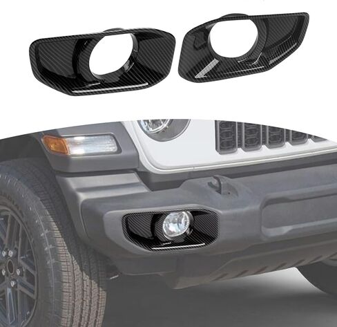 لسيارة Jeep JL غطاء خفيف للضباب الأمامي مناسب لسيارة Jeep Wrangler JL JLU 2018-Present for Gladiator JT 2020-Present ملحقات خارجية من ألياف الكربون السوداء قطعتين in Kuwait