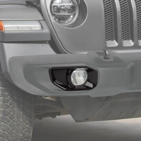 لسيارة Jeep JL غطاء خفيف للضباب الأمامي مناسب لسيارة Jeep Wrangler JL JLU 2018-Present for Gladiator JT 2020-Present ملحقات خارجية من ألياف الكربون السوداء قطعتين in Kuwait