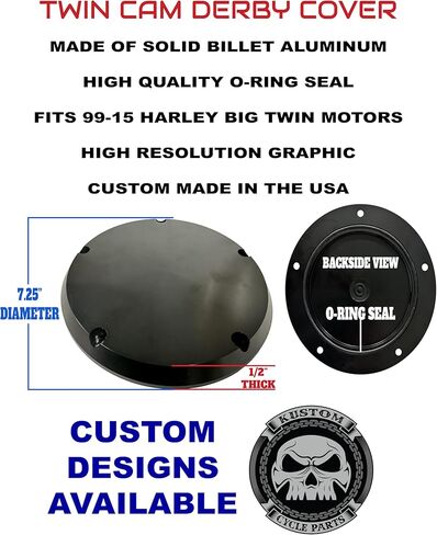 غطاء دوف كروس ديربي. متوافق مع محركات Harley Davidson Twin Cam. الألومنيوم الخام الصلب. (يناسب محركات الكاميرا المزدوجة) in Kuwait