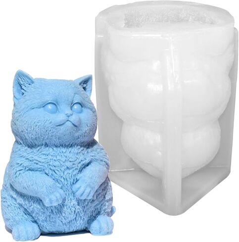 Super Large Cat Silicone Mold for Candle Making, Cute 3D Cat Animal Scented Candle Fondant Mold Epoxy Casting Resin Mold for Baking Candle Craft Making (Medium) in Saudi Arabia