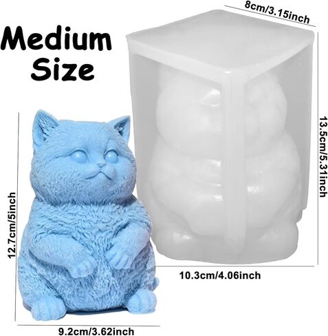 Super Large Cat Silicone Mold for Candle Making, Cute 3D Cat Animal Scented Candle Fondant Mold Epoxy Casting Resin Mold for Baking Candle Craft Making (Medium) in Saudi Arabia