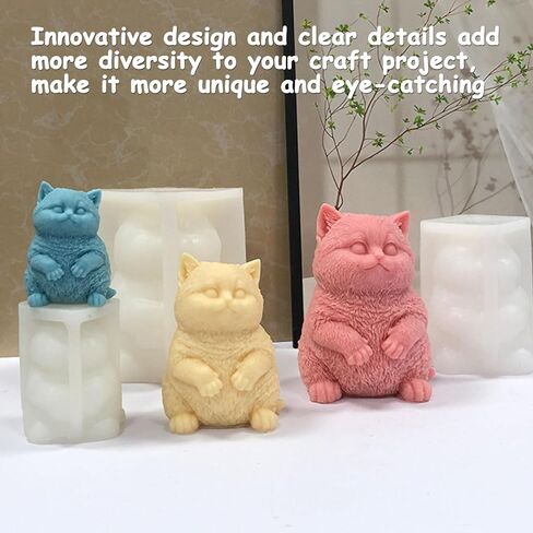 Super Large Cat Silicone Mold for Candle Making, Cute 3D Cat Animal Scented Candle Fondant Mold Epoxy Casting Resin Mold for Baking Candle Craft Making (Medium) in Saudi Arabia