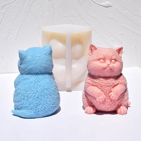 Super Large Cat Silicone Mold for Candle Making, Cute 3D Cat Animal Scented Candle Fondant Mold Epoxy Casting Resin Mold for Baking Candle Craft Making (Medium) in Saudi Arabia