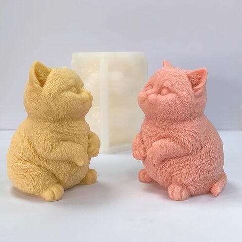 Super Large Cat Silicone Mold for Candle Making, Cute 3D Cat Animal Scented Candle Fondant Mold Epoxy Casting Resin Mold for Baking Candle Craft Making (Medium) in Saudi Arabia