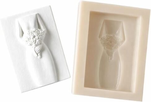 Wedding Silicone Mold for Candle Soap Plaster – Romantic Couple Cameo & Bridal Dress Mold for Wedding Favor Wax Melt Resin Craft (Bridal Dress) in Kuwait