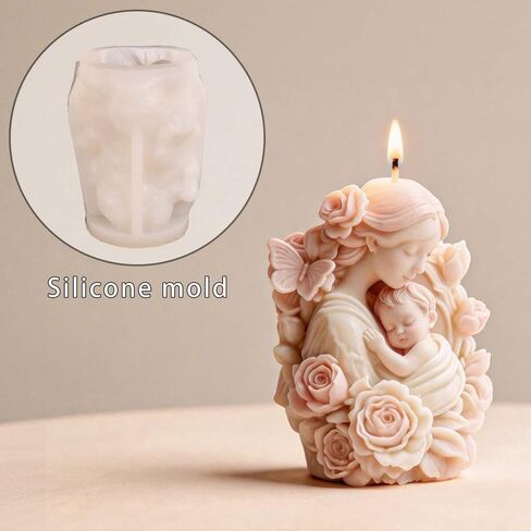 DIY بها بنفسك عيد الأم زهرة الأم الطفل إسقاط قالب الراتنج ثلاثية الأبعاد الروائح شمعة الجبس زخرفة قالب من السيليكون in Kuwait