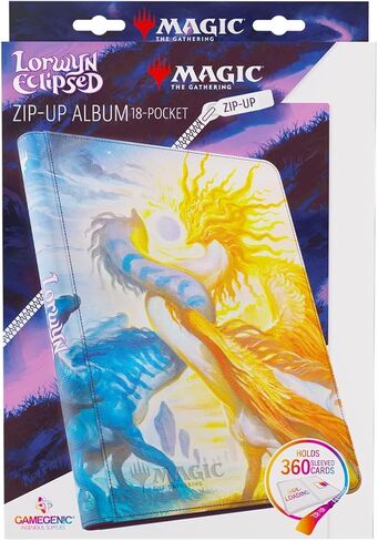 Gamegenic Magic: ألبوم The Gathering Lorwyn Eclipsed Zip-UP ذو 18 جيبًا - تصميم لم الشمل السماوي، يحمل 360 بطاقة بأكمام مزدوجة، وصفحات تحميل جانبية، وغطاء صلب وبطانة من الألياف الدقيقة in Kuwait