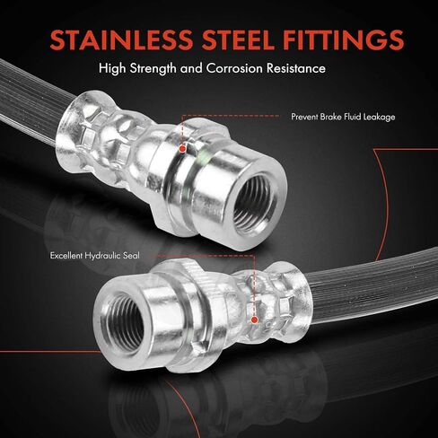 A-Premium Rear Brake Hydraulic Hose Compatible with Select Ford Models - Focus 2005 2006 L4 2.0L, 2007 Fit Rear Drum brake - Replace# 5S4Z2282AA in Kuwait