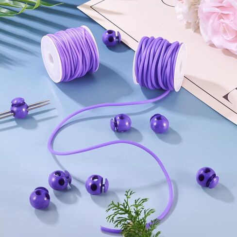 KISSITTY Hollow Pipe Rubber Cords 2mm 3mm 16 Yards Purple Tubing Tube Cord Barber Cord for Knitting Stitch Holder DIY Craft Bracelet Necklace Jewelry Making Crocheting in Kuwait