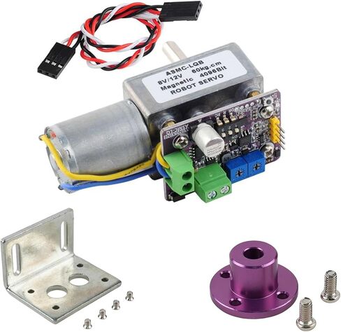 ASMC-LQB High Torque Servo Motor, 60kg.cm 360 Degree Rotation with Servo Arm Plate and Bracket, Worm Gear Power-Off Self-Locking for Robot Arm and Industrial Valve Control in Kuwait