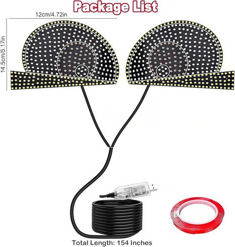 2PCS Car Neon Light High Brightness ABS USB Plug and Play with 11 Lighting Modes LED Window Accent for Car and Small Truck, Red in Kuwait