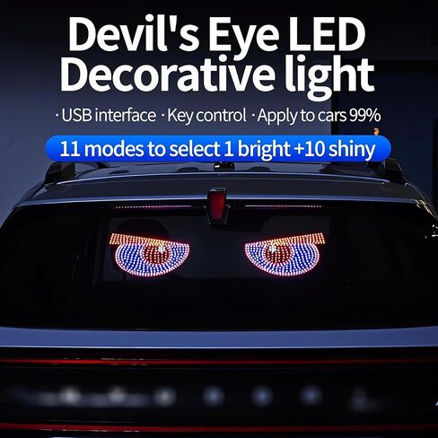 2PCS Car Neon Light High Brightness ABS USB Plug and Play with 11 Lighting Modes LED Window Accent for Car and Small Truck, Red in Kuwait