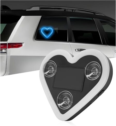 Heart-Shaped Car LED Ambient Light, Solar-Powered Heart Interior Light LED Neon Lamp with 5 Lighting Modes, Vibration-Sensing Window Lights Romantic Atmosphere Decor for Most Cars (Ice Blue) in Saudi Arabia