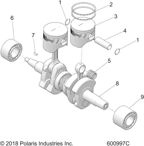 مجموعة حلقات المكبس Polaris، قطعة OEM الأصلية 2206375، الكمية 1 in Kuwait