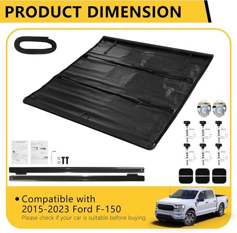 غطاء تونيو للشاحنة الناعمة القابلة للطي من PENSUN متوافق مع غطاء سرير الشاحنة Ford F150 F-150 5.5FT 2015-2024 in Kuwait