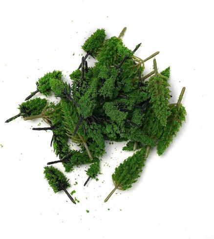 50PCS Miniature Plastic Trees for OO Scale Model Train Railroad Scenery Landscape Decoration, Green(A) in Saudi Arabia