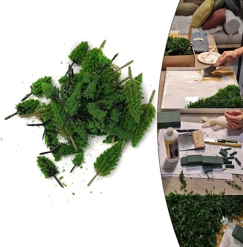 50PCS Miniature Plastic Trees for OO Scale Model Train Railroad Scenery Landscape Decoration, Green(A) in Saudi Arabia
