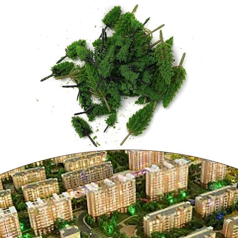 50PCS Miniature Plastic Trees for OO Scale Model Train Railroad Scenery Landscape Decoration, Green(A) in Saudi Arabia