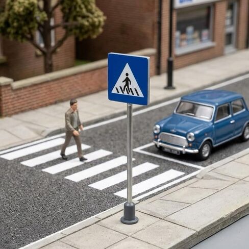 HO Scale 1:87 Miniature Traffic Sign Model Road Street Signs Railway Layout Scenery (Single Head - 14pcs) in Saudi Arabia