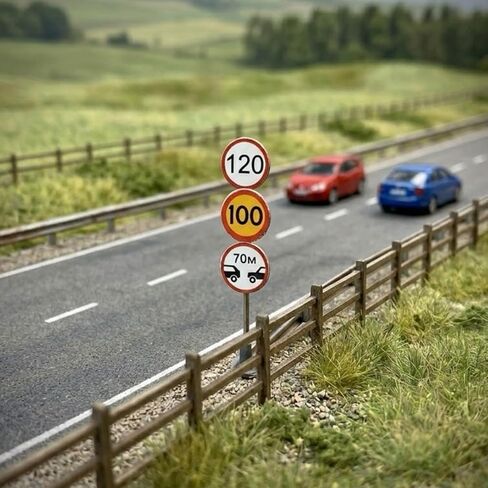 HO Scale 1:87 Miniature Traffic Sign Model Road Street Signs Railway Layout Scenery (Single Head - 14pcs) in Saudi Arabia