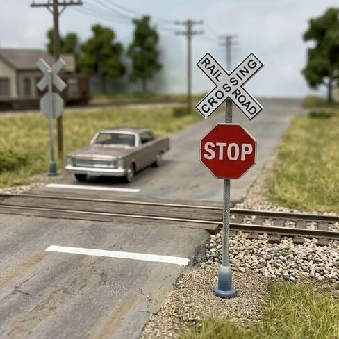 HO Scale 1:87 Miniature Traffic Sign Model Road Street Signs Railway Layout Scenery (Single Head - 14pcs) in Saudi Arabia