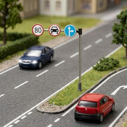HO Scale 1:87 Miniature Traffic Sign Model Road Street Signs Railway Layout Scenery (Single Head - 14pcs) in Saudi Arabia