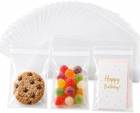 Clear Treat Bags 5x7 – Self Seal Cellophane Cookie Bags for Candy, Party Favors & Gifts – Resealable Adhesive Packaging – 100 Pack – Crisp Seal in Kuwait