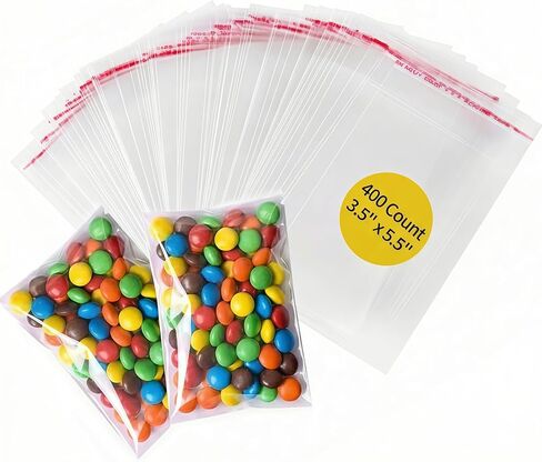 Rysnirs 400 PCS Small Cellophane Bags 3.5x5.5 Clear Cellophane Treat Bags Self Sealing for Cookie, Candy, Party Favors, 3.2mils Thick in Saudi Arabia