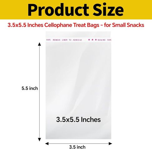 Rysnirs 400 PCS Small Cellophane Bags 3.5x5.5 Clear Cellophane Treat Bags Self Sealing for Cookie, Candy, Party Favors, 3.2mils Thick in Saudi Arabia