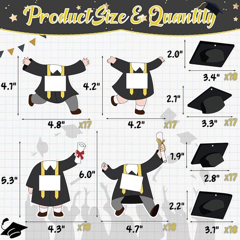 70PCS Graduation Crafts Paper DIY Picture Frame Ornaments Grad Photo Frames Hanging Decorations in Kuwait