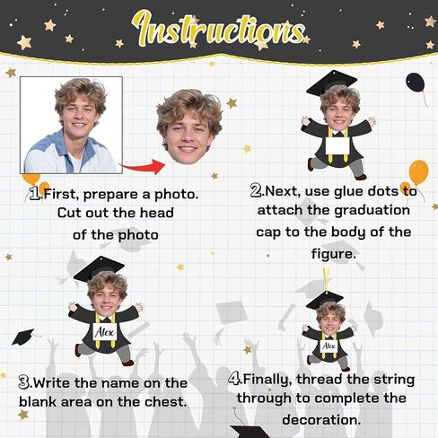 70PCS Graduation Crafts Paper DIY Picture Frame Ornaments Grad Photo Frames Hanging Decorations in Kuwait