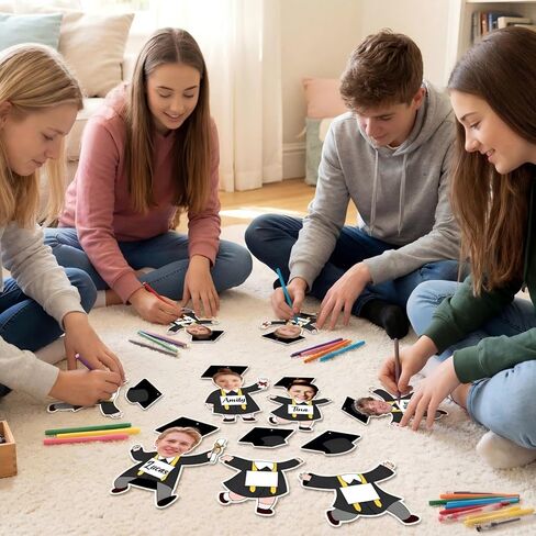 70PCS Graduation Crafts Paper DIY Picture Frame Ornaments Grad Photo Frames Hanging Decorations in Kuwait