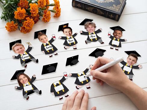 70PCS Graduation Crafts Paper DIY Picture Frame Ornaments Grad Photo Frames Hanging Decorations in Kuwait