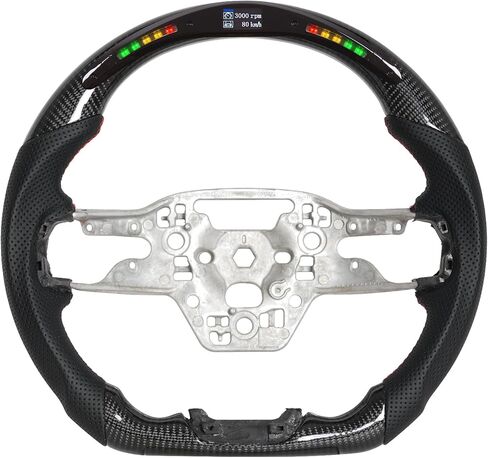LED Carbon Fiber Smart Steering Wheel for Ford Mustang 2024-2026 D-shaped Flat-Bottom NAPPA Perforated Leather Steering Wheel for Mustang GT/Dark Horse/EcoBoost 2024-2026 in Saudi Arabia