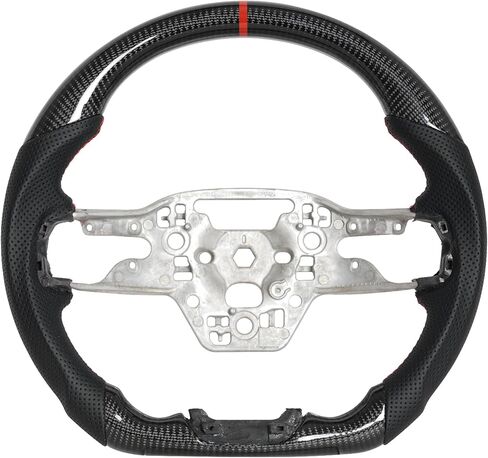 LED Carbon Fiber Smart Steering Wheel for Ford Mustang 2024-2026 D-shaped Flat-Bottom NAPPA Perforated Leather Steering Wheel for Mustang GT/Dark Horse/EcoBoost 2024-2026 in Saudi Arabia