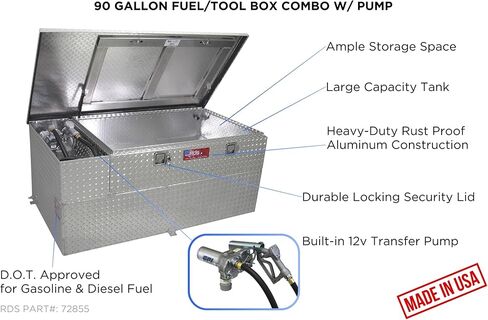 RDS MFG INC مجموعة نقل الوقود RDS/الخزان المساعد/صندوق الأدوات مع مضخة 8 جالون في الدقيقة - 91 جالونًا. سعة in Kuwait
