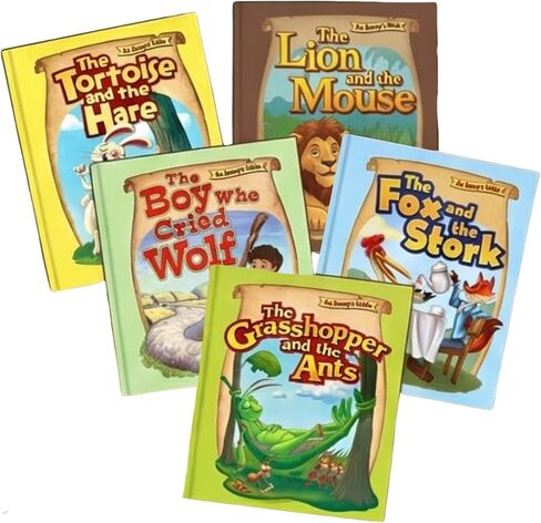 ABCmouse Aesop Fables Readers Series 1 Story Time Bundle: 5-Pack Hardcover Books for Ages 2+, Includes: The Boy Who Cried Wolf, The Fox and The Stork, Grasshopper and Ants, and 2 More in Kuwait