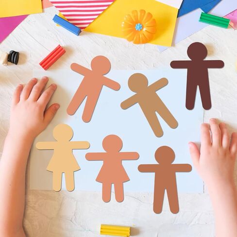 126 PCS Paper People Cutouts Crafts 5.9 x 4.5 Inch Multicultural People Shape Paper Cut Outs for Bulletin Board Boy Girl Person Cardstock for School Teachers Supplies Home Decoration in Saudi Arabia
