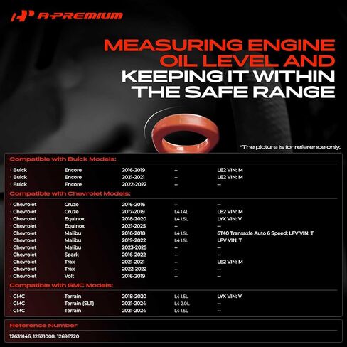 مقياس زيت المحرك A-Premium 1.4L 1.5L 1.8L 2.0L متوافق مع شيفروليه إكوينوكس 2018-2025، ماليبو 2016-2025، كروز/فولت 2016-2019، تراكس 2021-2022، سبارك 2016-2022 وجي إم سي تيرين وبويك إنكور in Kuwait