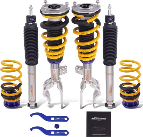 maxpeedingrods Coilover لطراز Tesla Y 2020+ AWD، مجموعات تعليق Coilovers قابلة للتعديل بـ 24 مستوى، دعامات امتصاص الصدمات قابلة لضبط الارتفاع، مجموعات خفض سلسلة C2 المطورة، ذهبي in Kuwait