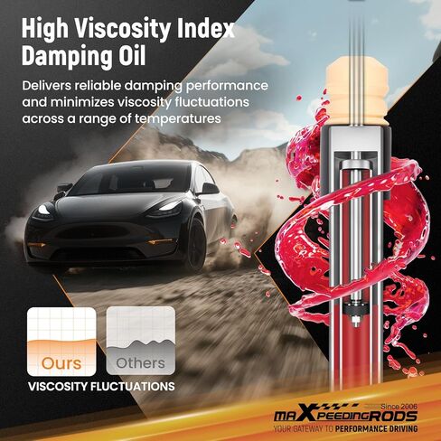 maxpeedingrods Coilover لطراز Tesla Y 2020+ AWD، مجموعات تعليق Coilovers قابلة للتعديل بـ 24 مستوى، دعامات امتصاص الصدمات قابلة لضبط الارتفاع، مجموعات خفض سلسلة C2 المطورة، ذهبي in Kuwait