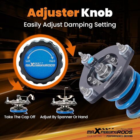maxpeedingrods Coilover for VW Jetta MK5 2005-2011، Jetta MK6 2011-2019، for VW Golf MK5 MK6 2003-2012، 24 مستوى دعامات تعليق قابلة للتعديل، ارتفاع قابل للتعديل T6 مجموعات خفض مطورة in Kuwait
