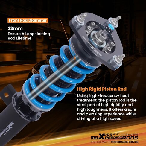maxpeedingrods Coilover for VW Jetta MK5 2005-2011، Jetta MK6 2011-2019، for VW Golf MK5 MK6 2003-2012، 24 مستوى دعامات تعليق قابلة للتعديل، ارتفاع قابل للتعديل T6 مجموعات خفض مطورة in Kuwait