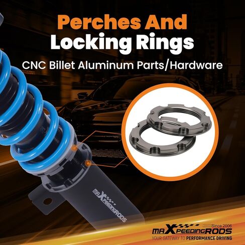 maxpeedingrods Coilover for VW Jetta MK5 2005-2011، Jetta MK6 2011-2019، for VW Golf MK5 MK6 2003-2012، 24 مستوى دعامات تعليق قابلة للتعديل، ارتفاع قابل للتعديل T6 مجموعات خفض مطورة in Kuwait