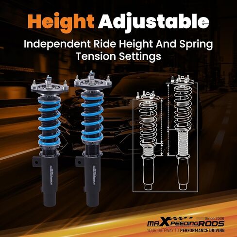 maxpeedingrods Coilover for VW Jetta MK5 2005-2011، Jetta MK6 2011-2019، for VW Golf MK5 MK6 2003-2012، 24 مستوى دعامات تعليق قابلة للتعديل، ارتفاع قابل للتعديل T6 مجموعات خفض مطورة in Kuwait