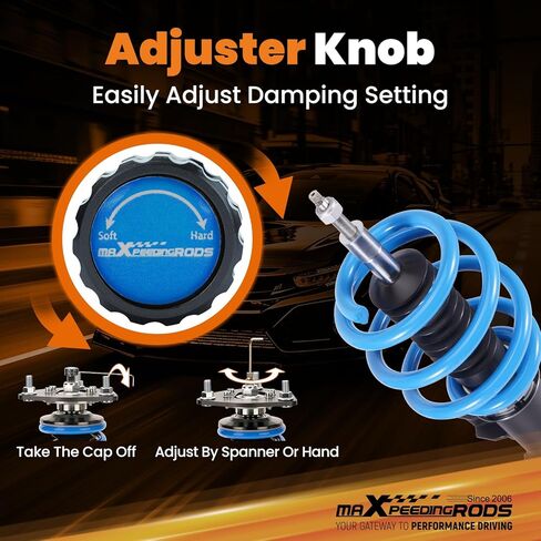 maxpeedingrods Coilover لـ Ford Fusion 2013-2020، لـ Ford Mondeo 2014-2022، مجموعة تعليق Coilovers قابلة للتعديل بـ 24 مستوى، مجموعات خفض مطورة T6 قابلة للتعديل باللون الأزرق in Kuwait